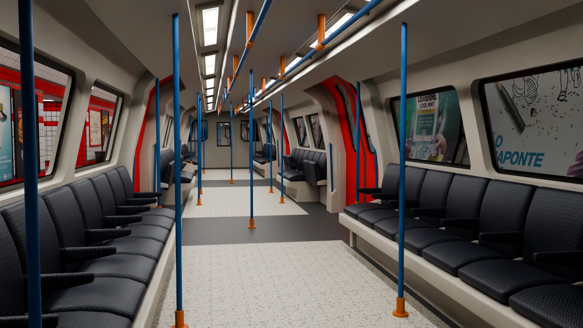 5 underground stations and trian 3D model_6