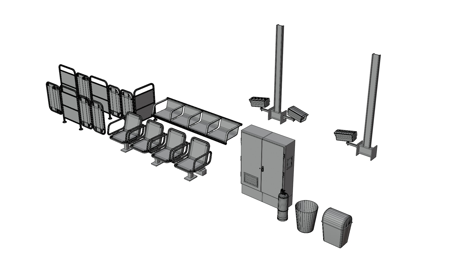 5 underground stations and trian 3D model_37