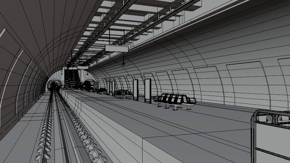 5 underground stations and trian 3D model_44