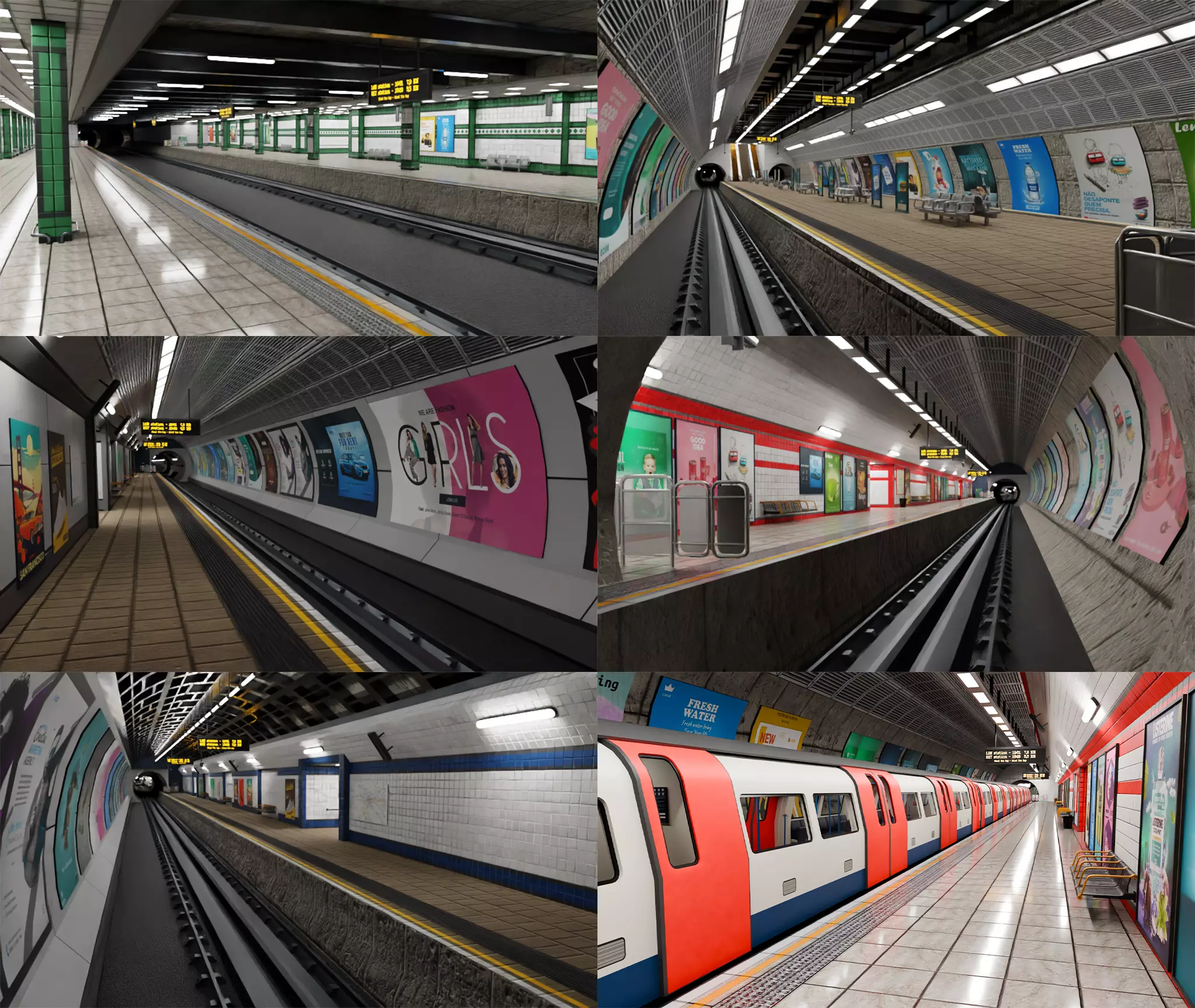 5 underground stations and trian 3D model_0