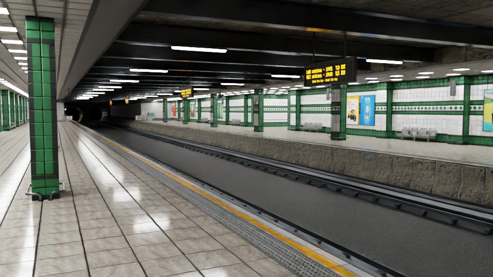 5 underground stations and trian 3D model_2