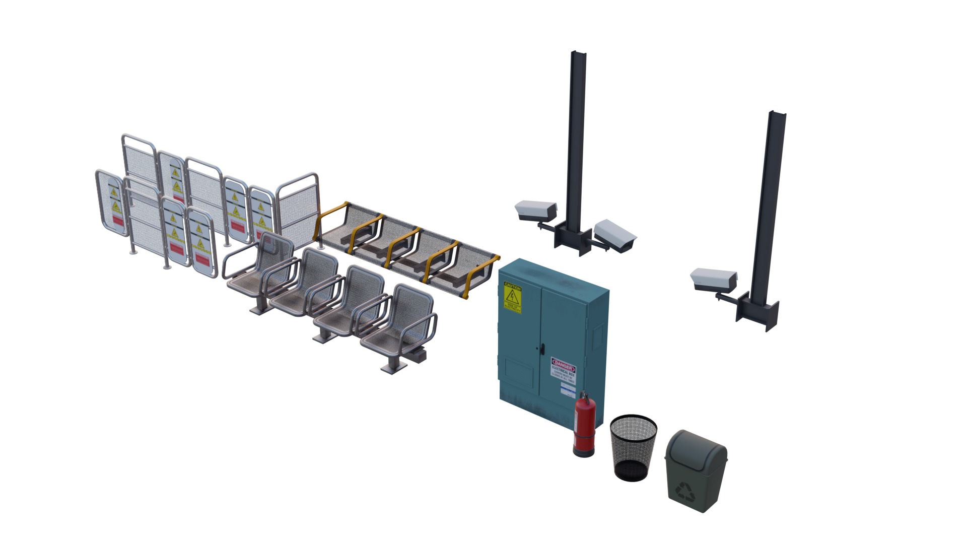 5 underground stations and trian 3D model_9