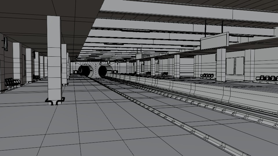 5 underground stations and trian 3D model_57