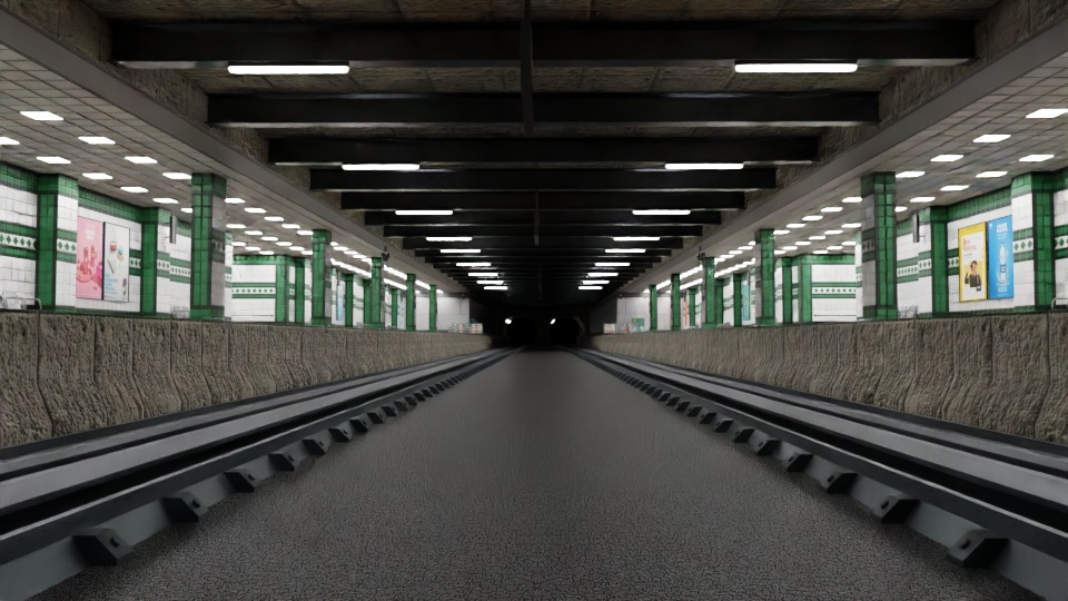 5 underground stations and trian 3D model_11