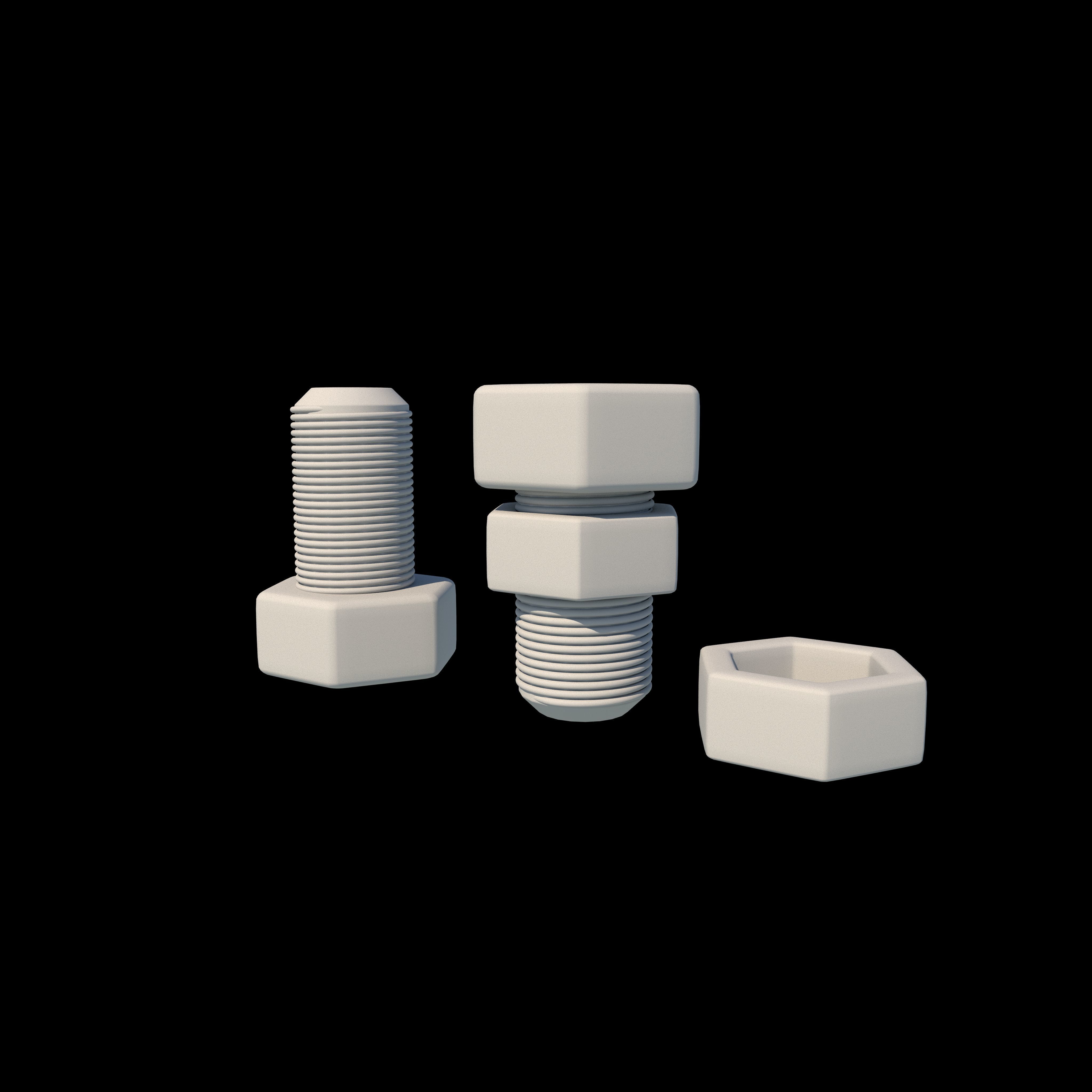 Nut and bolt 3D model_4