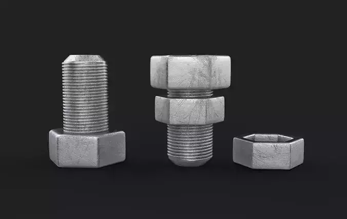Nut and bolt 3D model