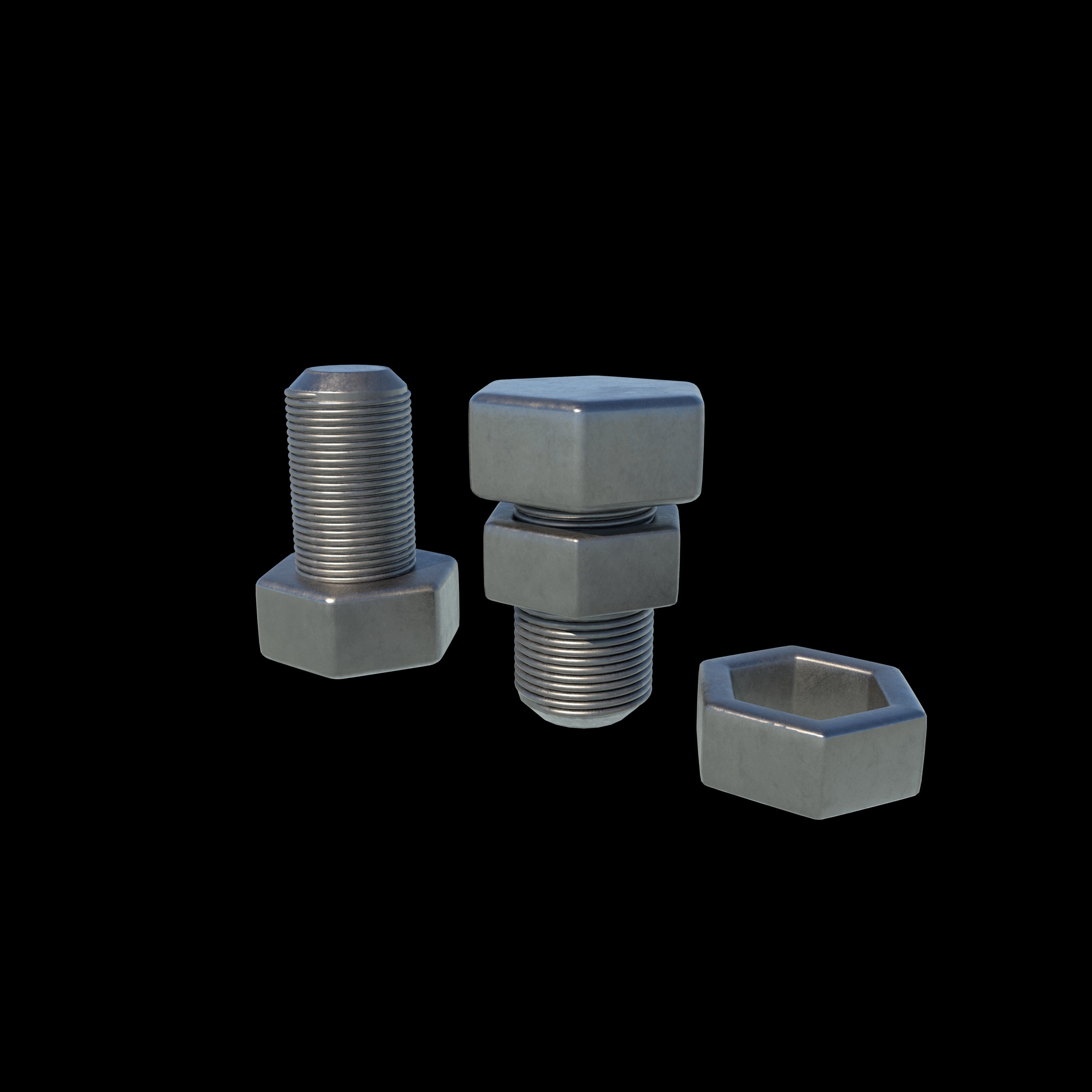 Nut and bolt 3D model_5