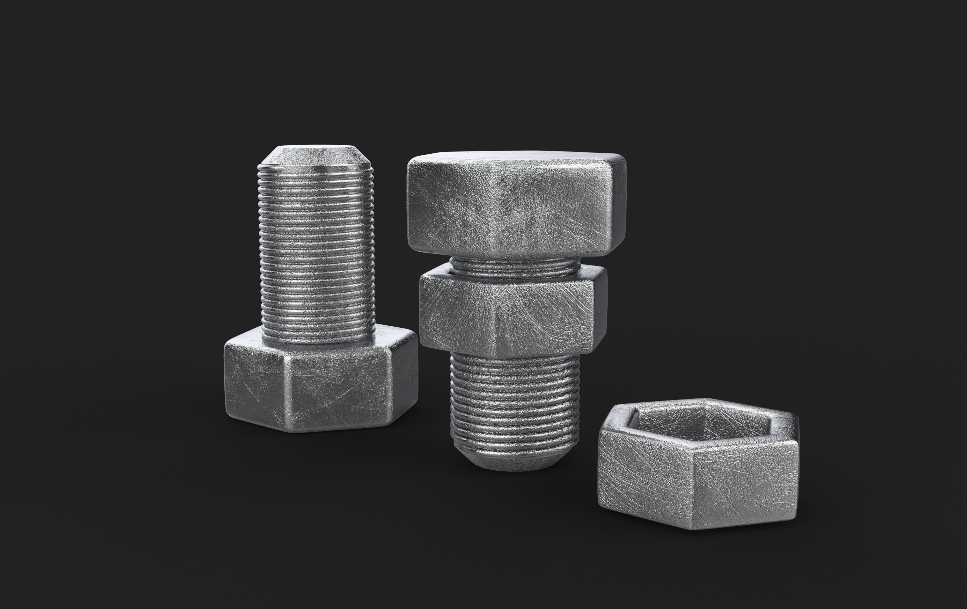 Nut and bolt 3D model_2