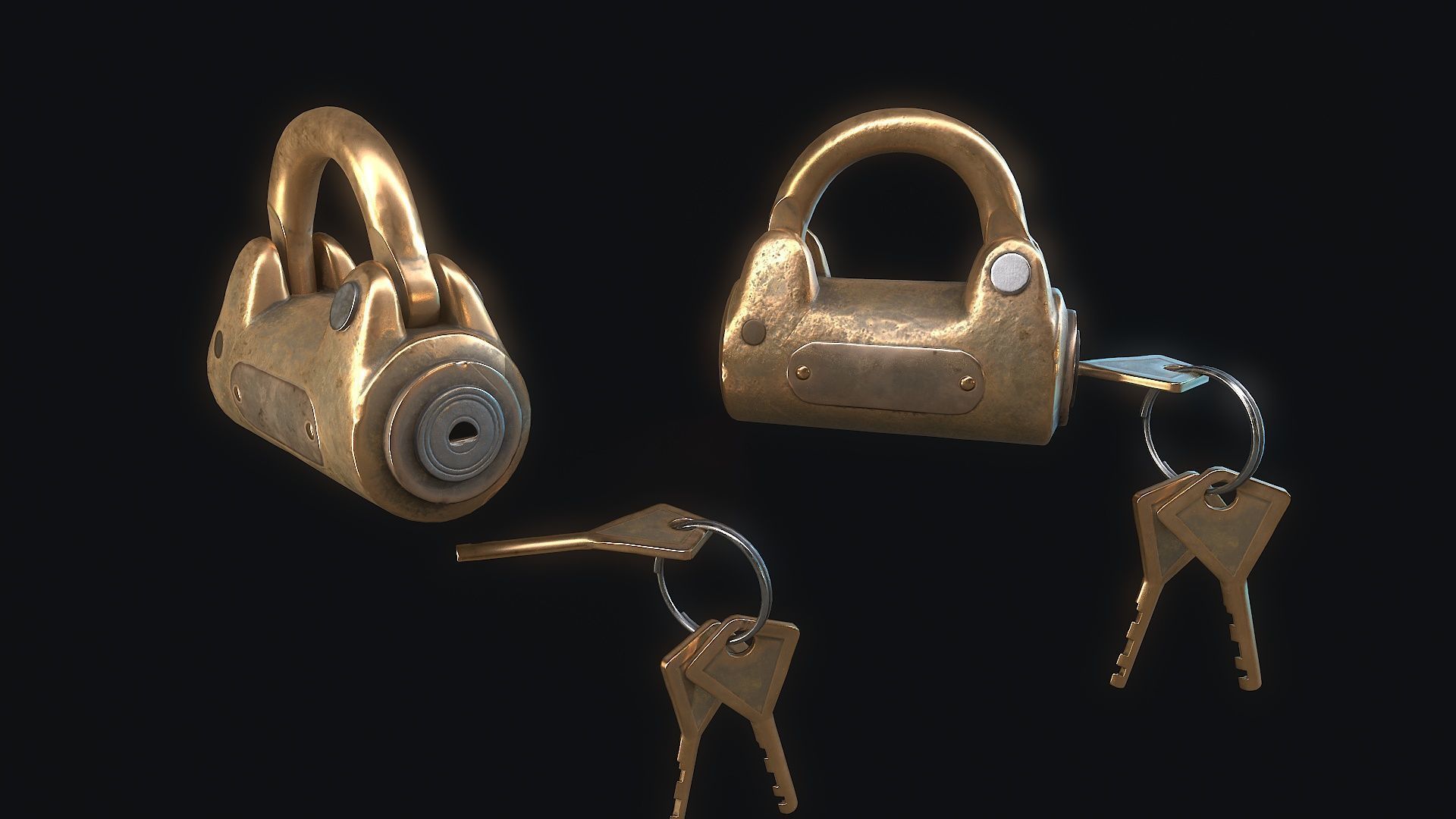 Padlock 10 Low-poly 3D model_2