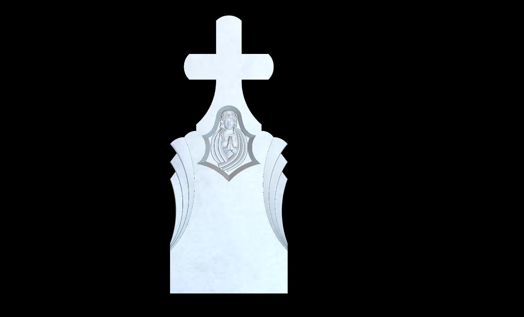 Thombstone Cross with Virgin Mary and Rays 3D STL Model for CNC 3D print model_1