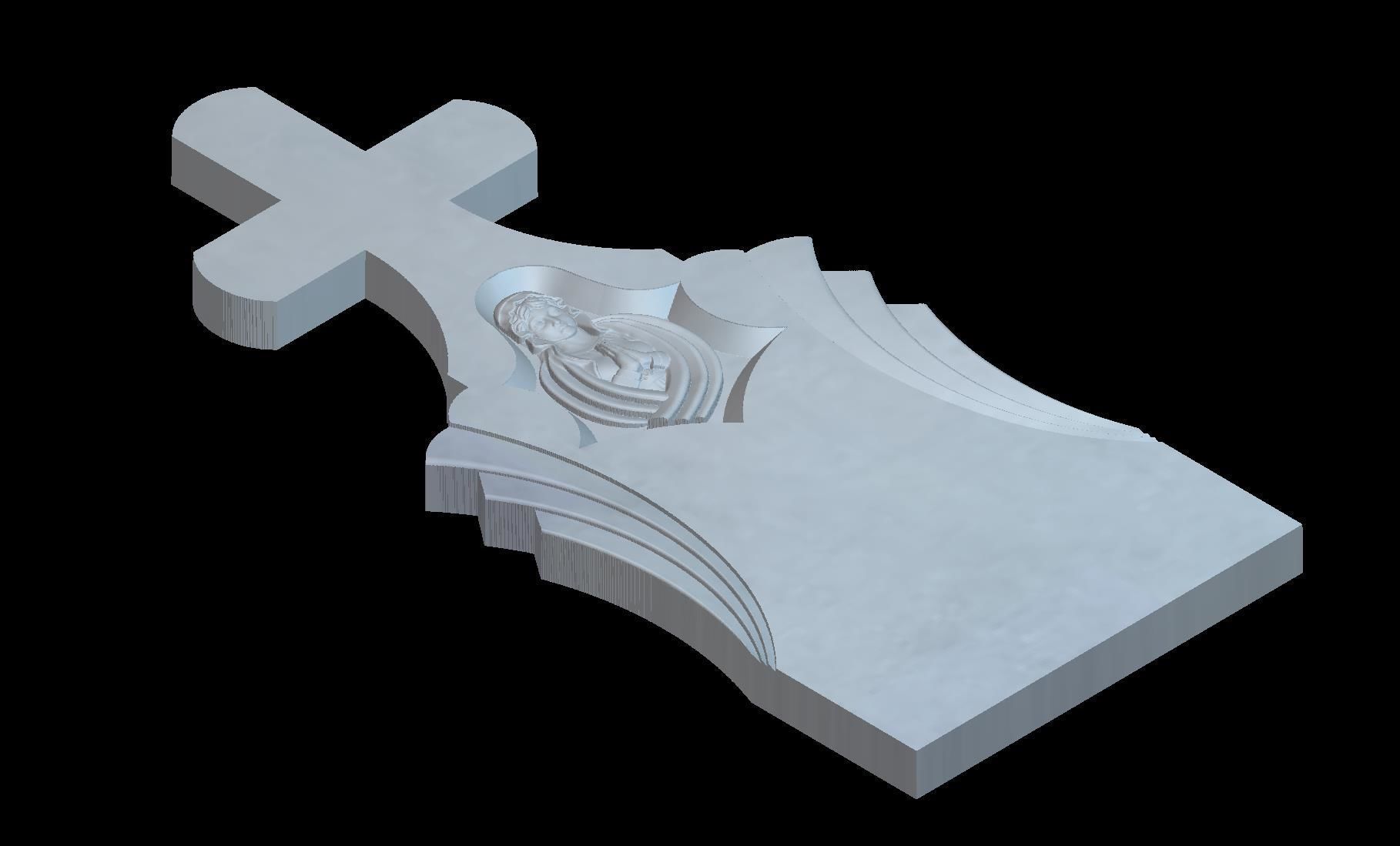 Thombstone Cross with Virgin Mary and Rays 3D STL Model for CNC 3D print model_2