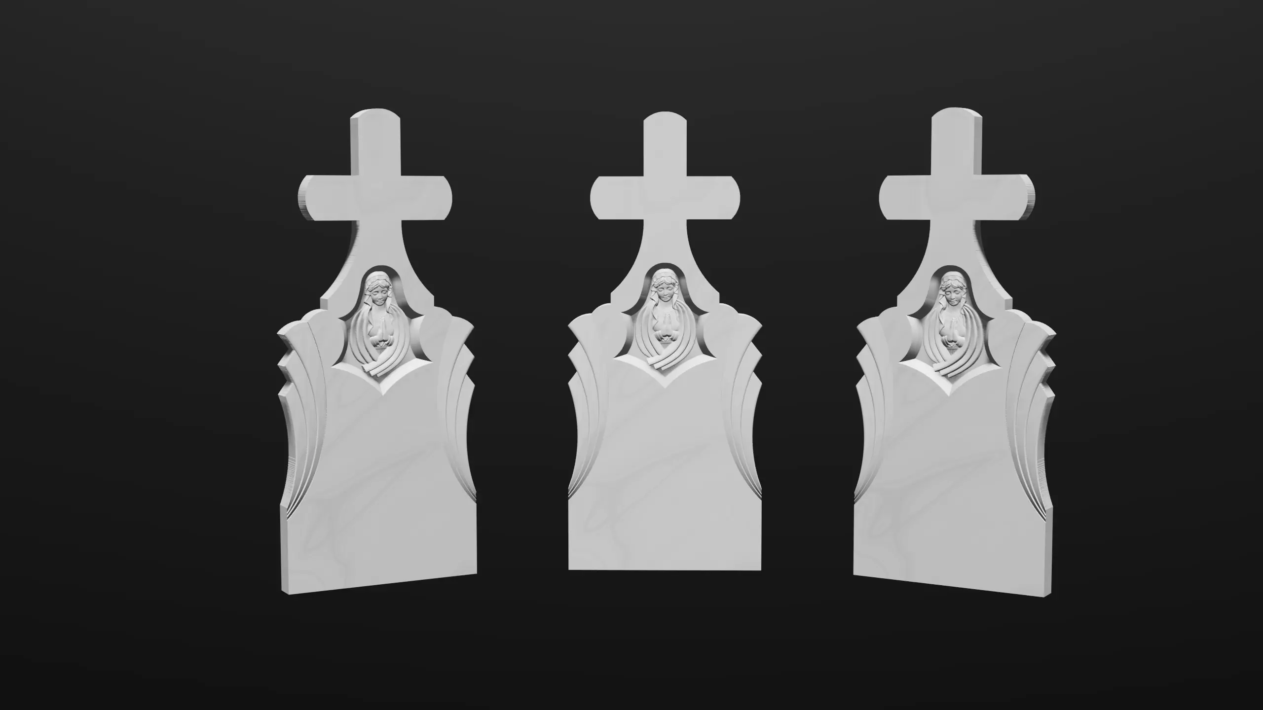 Thombstone Cross with Virgin Mary and Rays 3D STL Model for CNC 3D print model_0