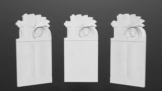 Thombstone Cross with Book and Jesus  3D STL Model for CNC