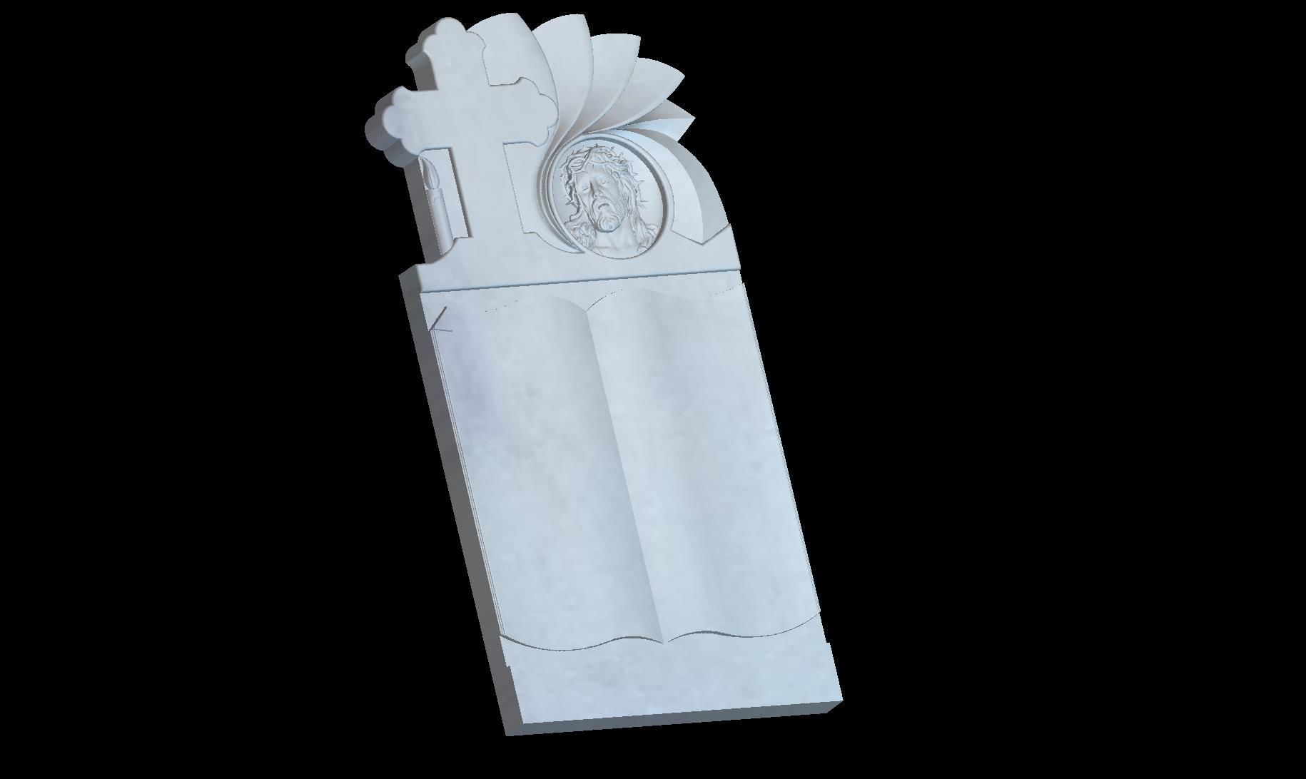 Thombstone Cross with Book and Jesus 3D STL Model for CNC 3D print model_3