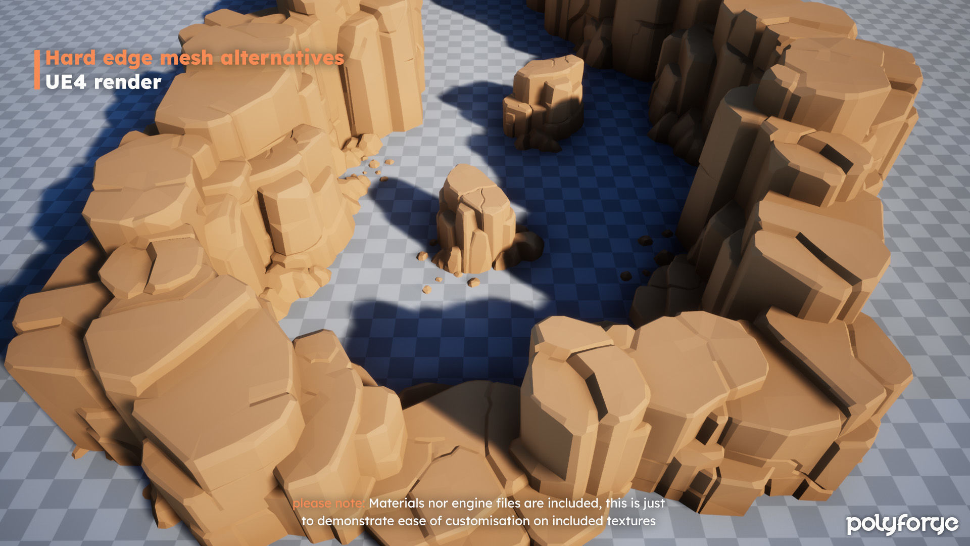 Stylized Rocks - Cliff Boundary Platforms  Kit Low-poly 3D model_12