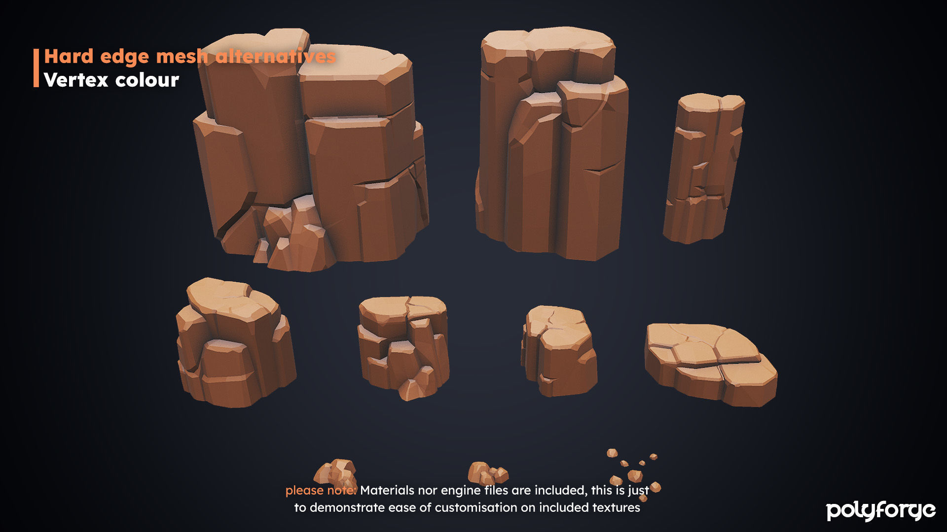 Stylized Rocks - Cliff Boundary Platforms  Kit Low-poly 3D model_9