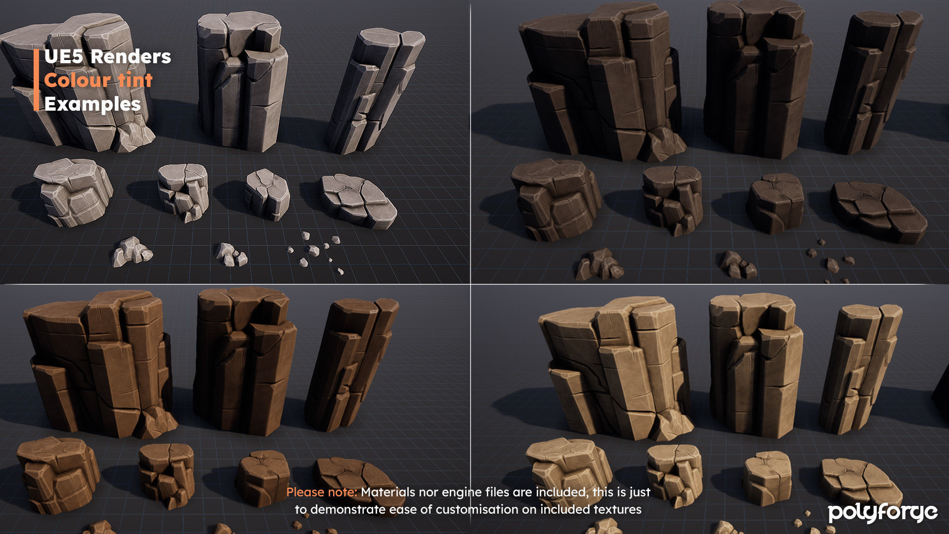 Stylized Rocks - Cliff Boundary Platforms  Kit Low-poly 3D model_8