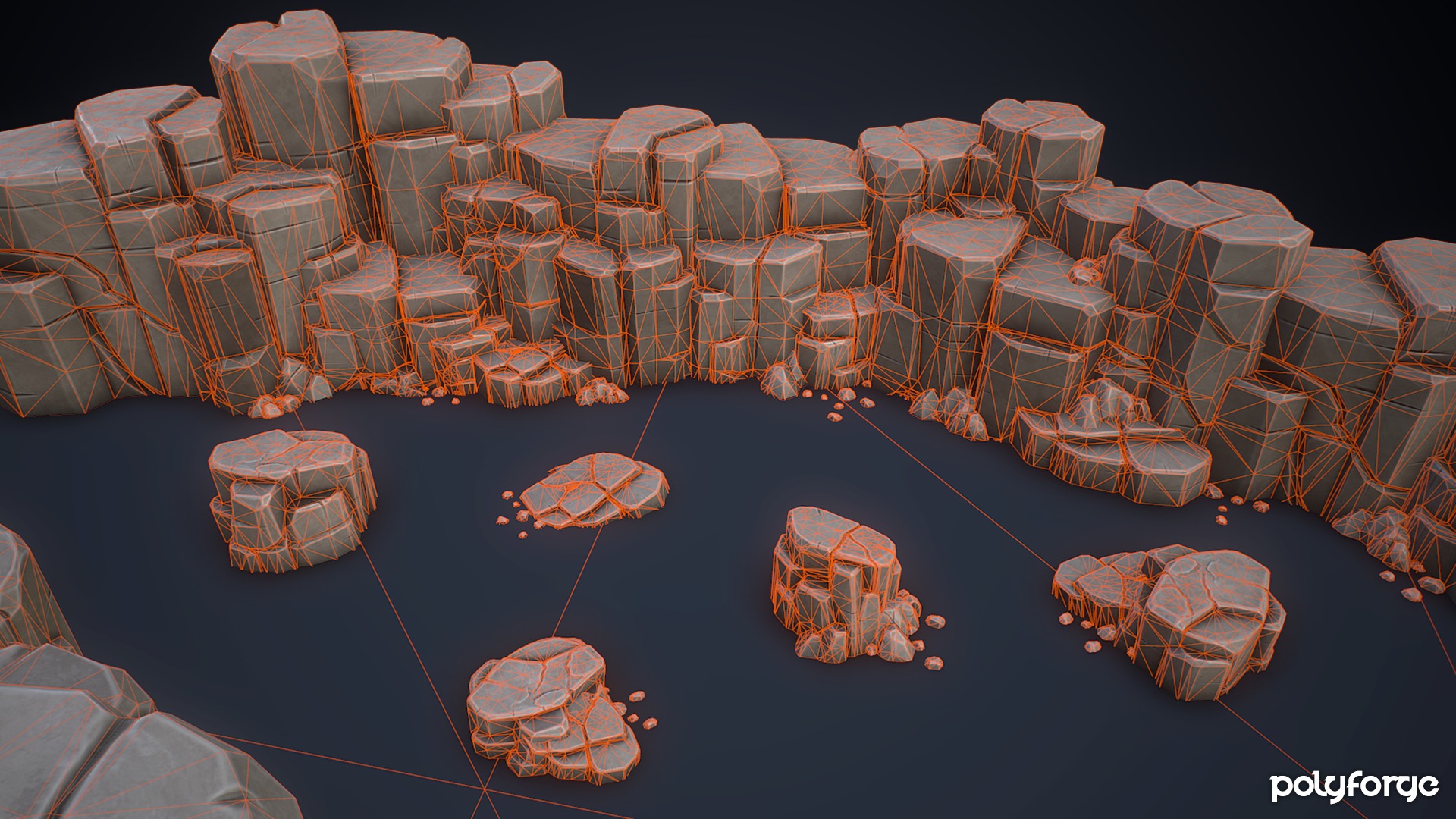 Stylized Rocks - Cliff Boundary Platforms  Kit Low-poly 3D model_13