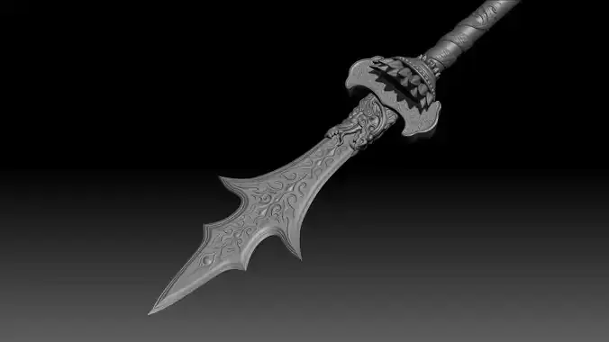 Tri-Point Double-Edged Spear - Black Myth Wukong weapon 3D print model