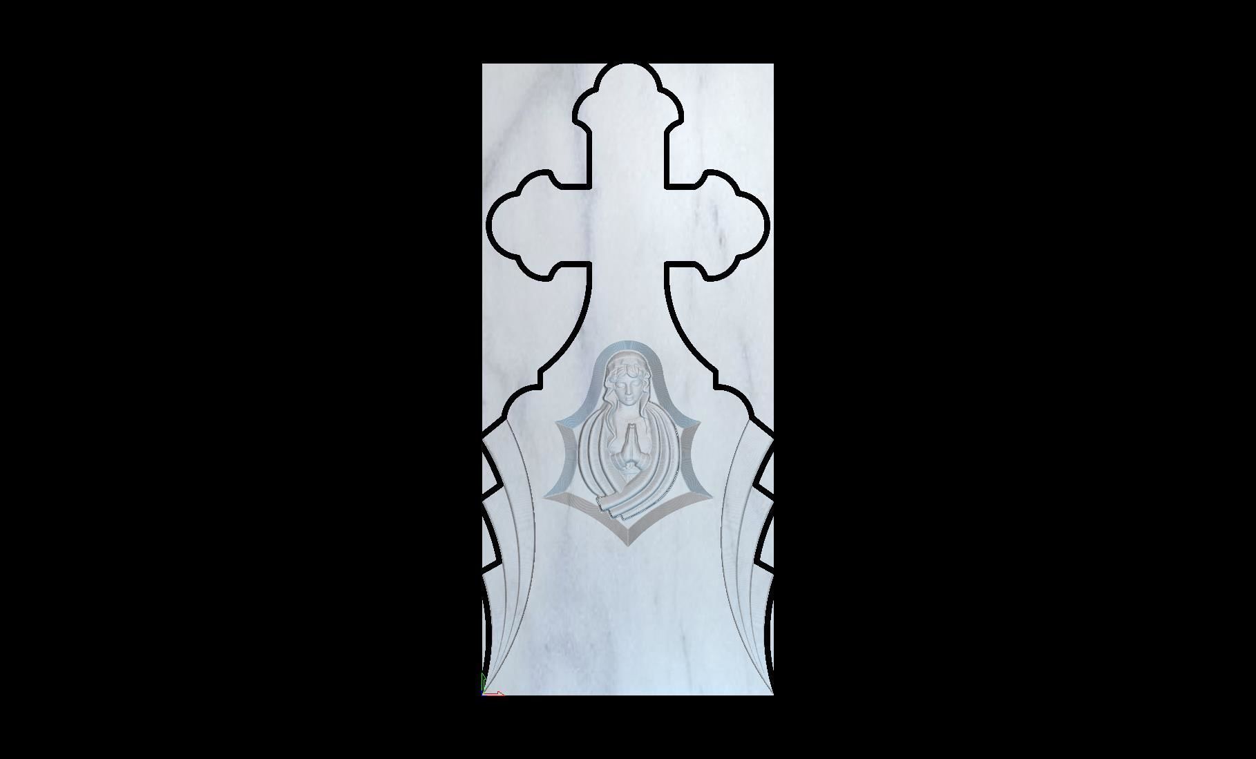 Thombstone Cross with Virgin Mary and Rays 3D STL Model for CNC 3D print model_3