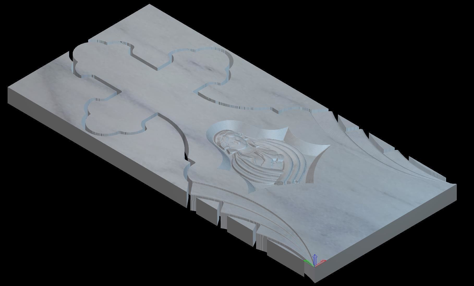 Thombstone Cross with Virgin Mary and Rays 3D STL Model for CNC 3D print model_4