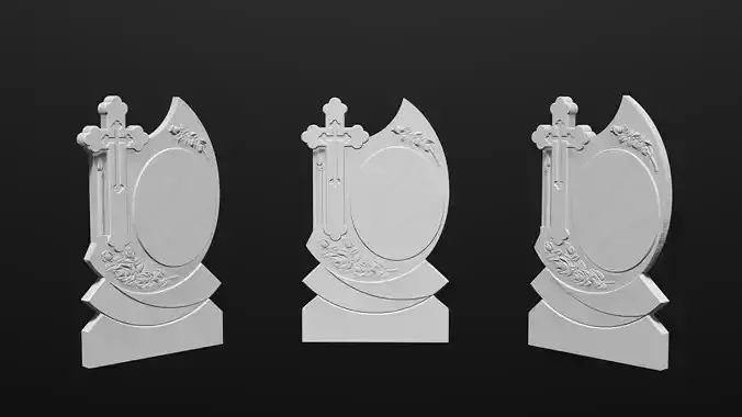 Thombstone with Roses and Mirror 3D STL Model for CNC