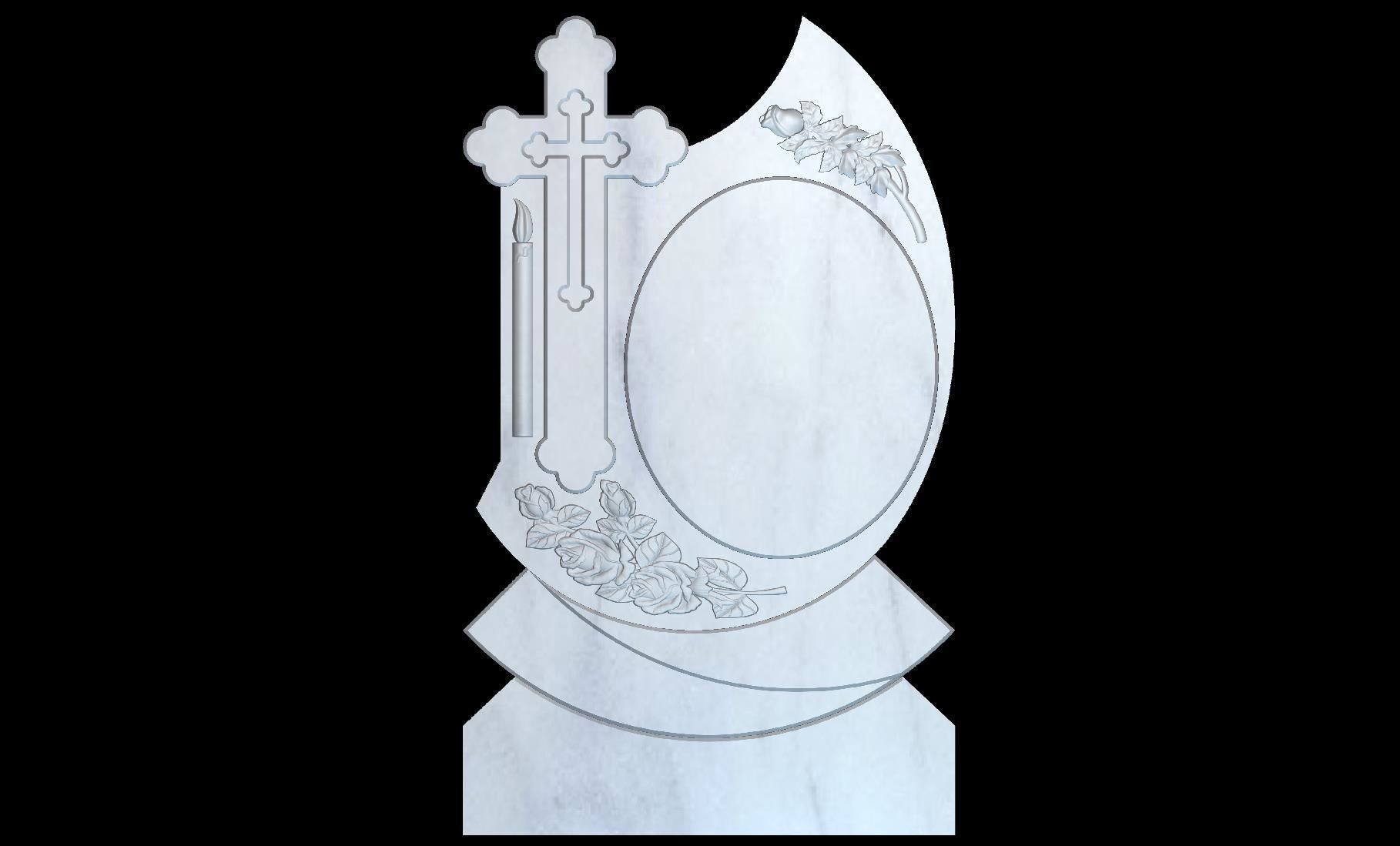 Thombstone with Roses and Mirror 3D STL Model for CNC 3D print model_1