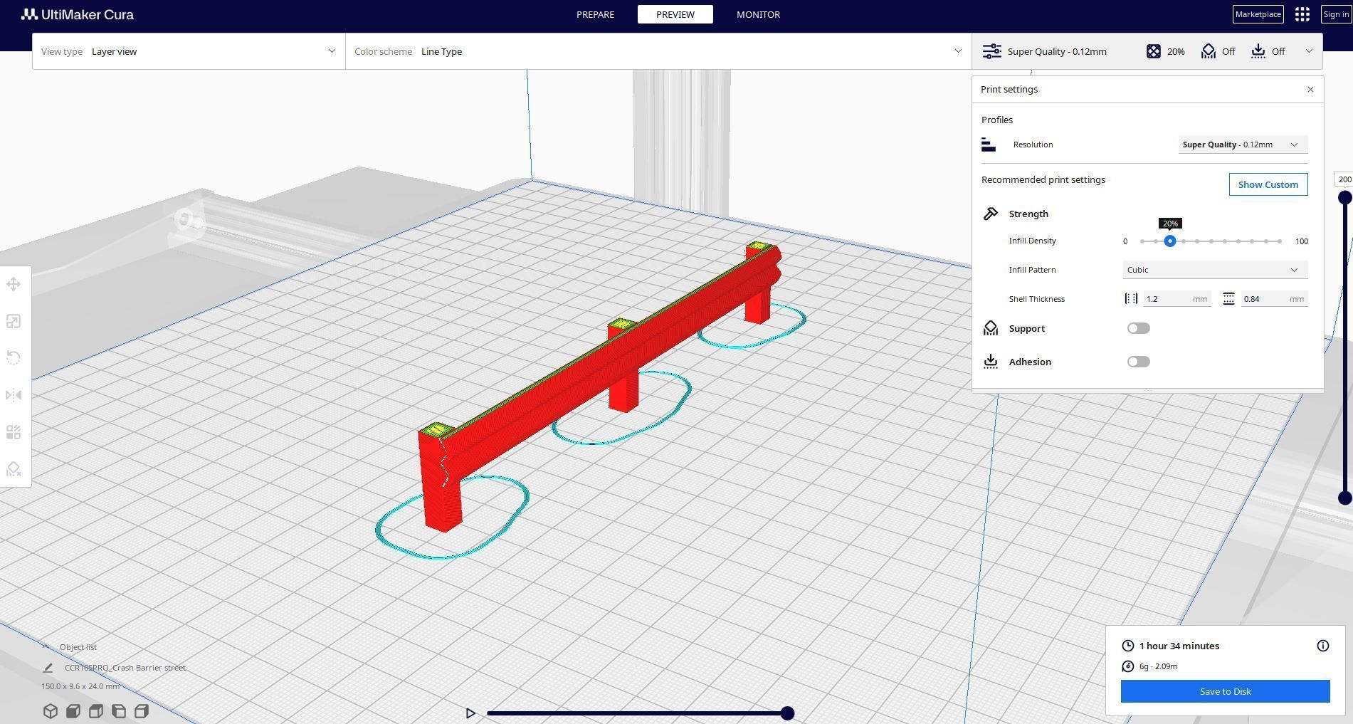 Crash Barrier street 3D print model_1
