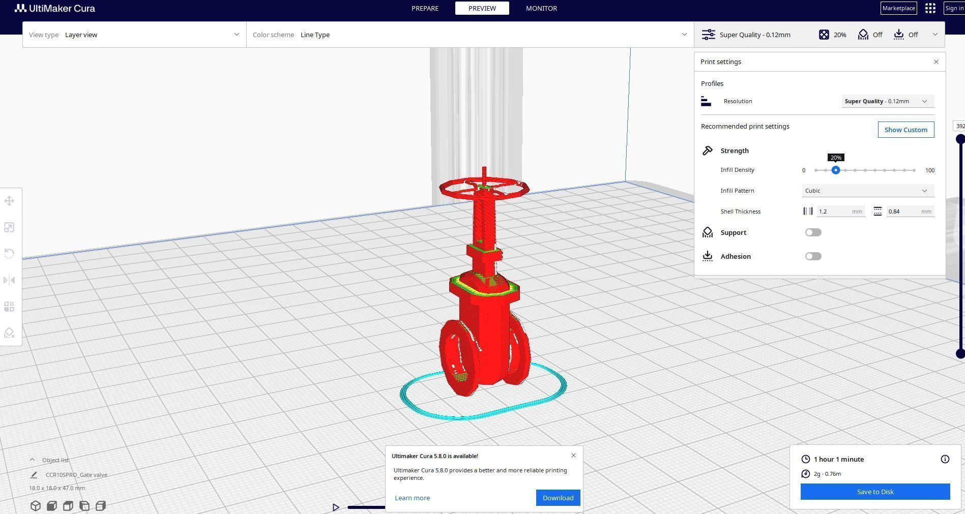 Gate valve 3D print model_1