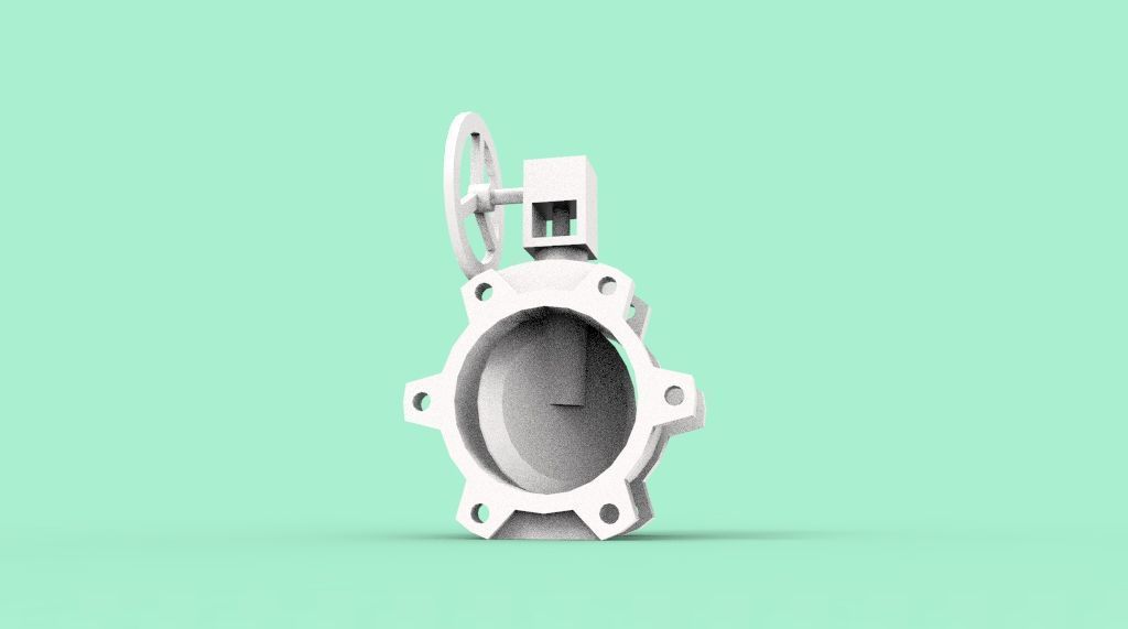 butterfly valve 3D print model_6