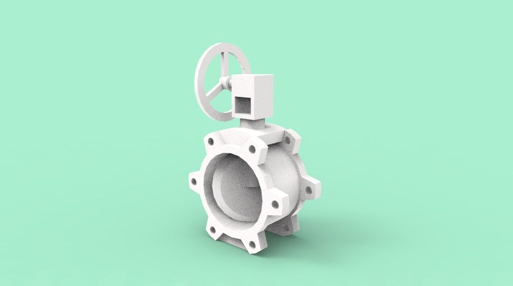 butterfly valve 3D print model_5