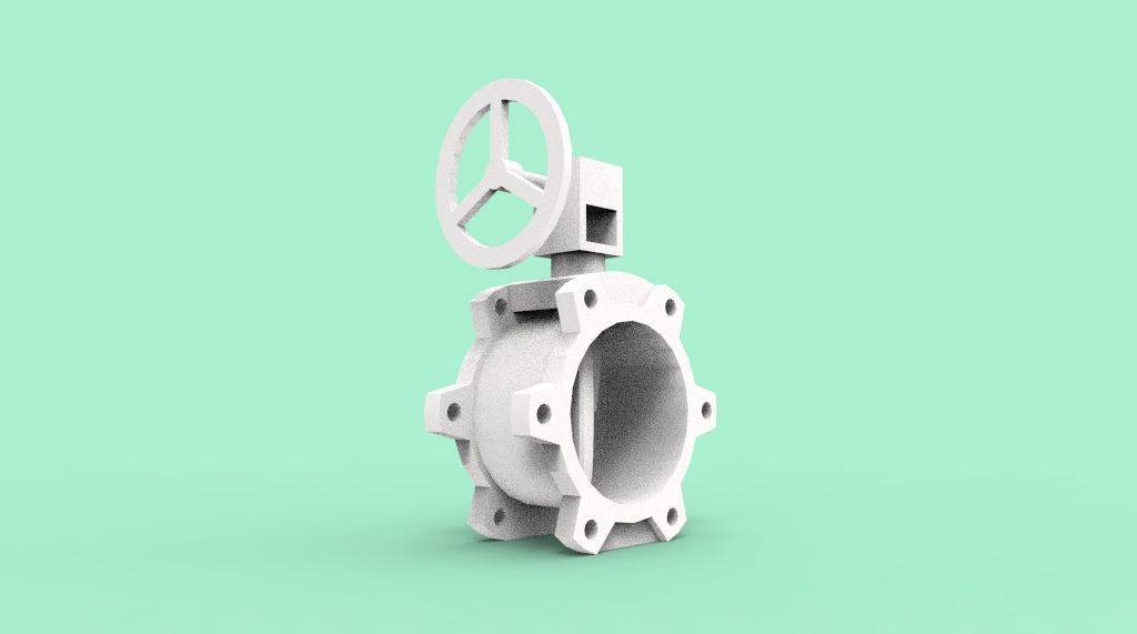 butterfly valve 3D print model_3