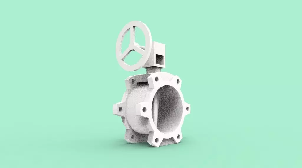 butterfly valve 3D print model_0