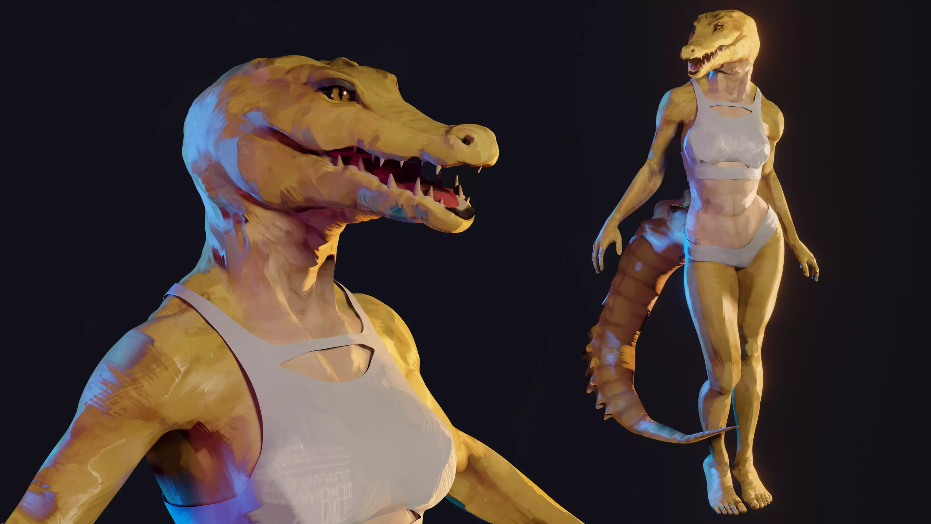 Amber Female Crocodile Base Mesh - STANDARD LICENSE 3D model