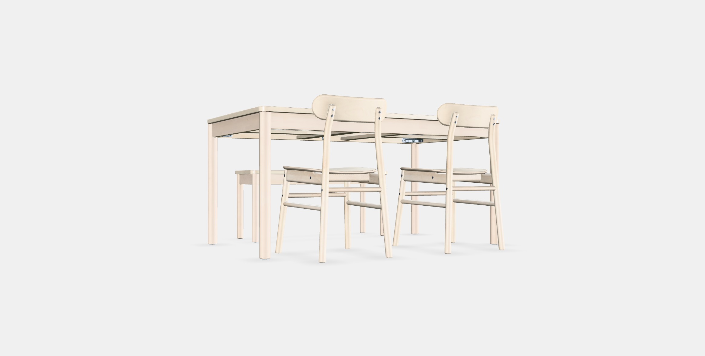 RONNINGE - RONNINGE Table with 2 chairs and bench Low-poly 3D model_16