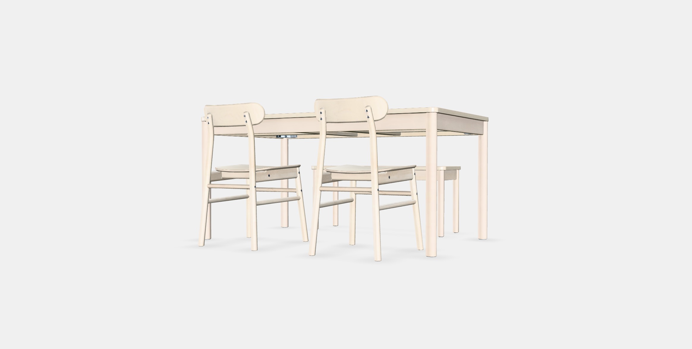 RONNINGE - RONNINGE Table with 2 chairs and bench Low-poly 3D model_5