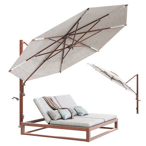 tuuci ocean master cantilever and solanox double lounger 3D model