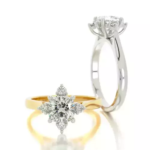 two tone gold engagement ring with 6mm square cushione diamond