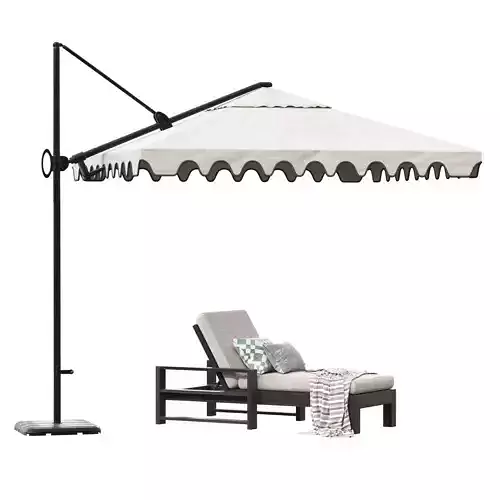 square cantilever square scalloped umbrella and indio sunbed