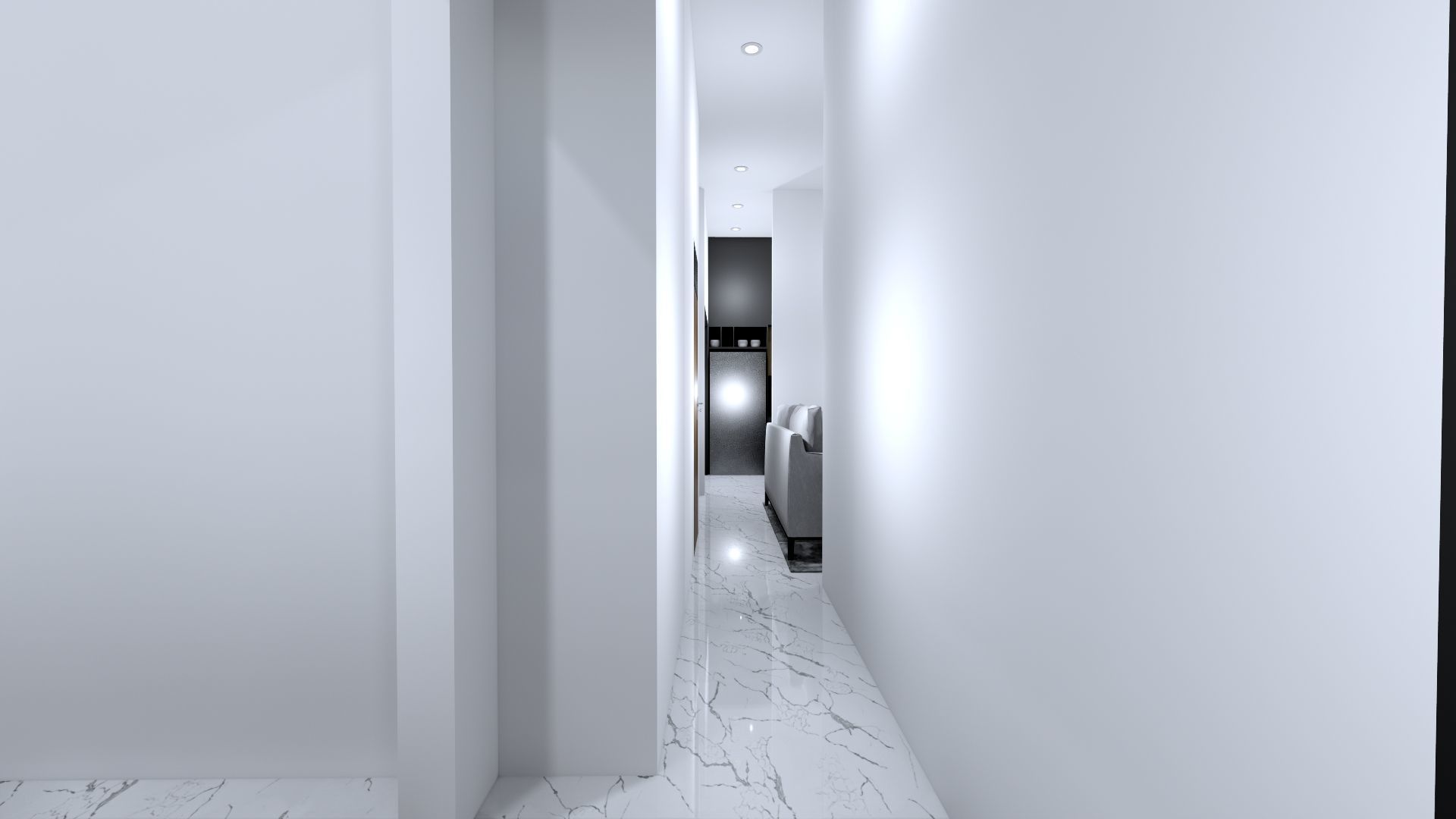 Architecture One Floor Modern House Full Interior Furniture 3D model_15