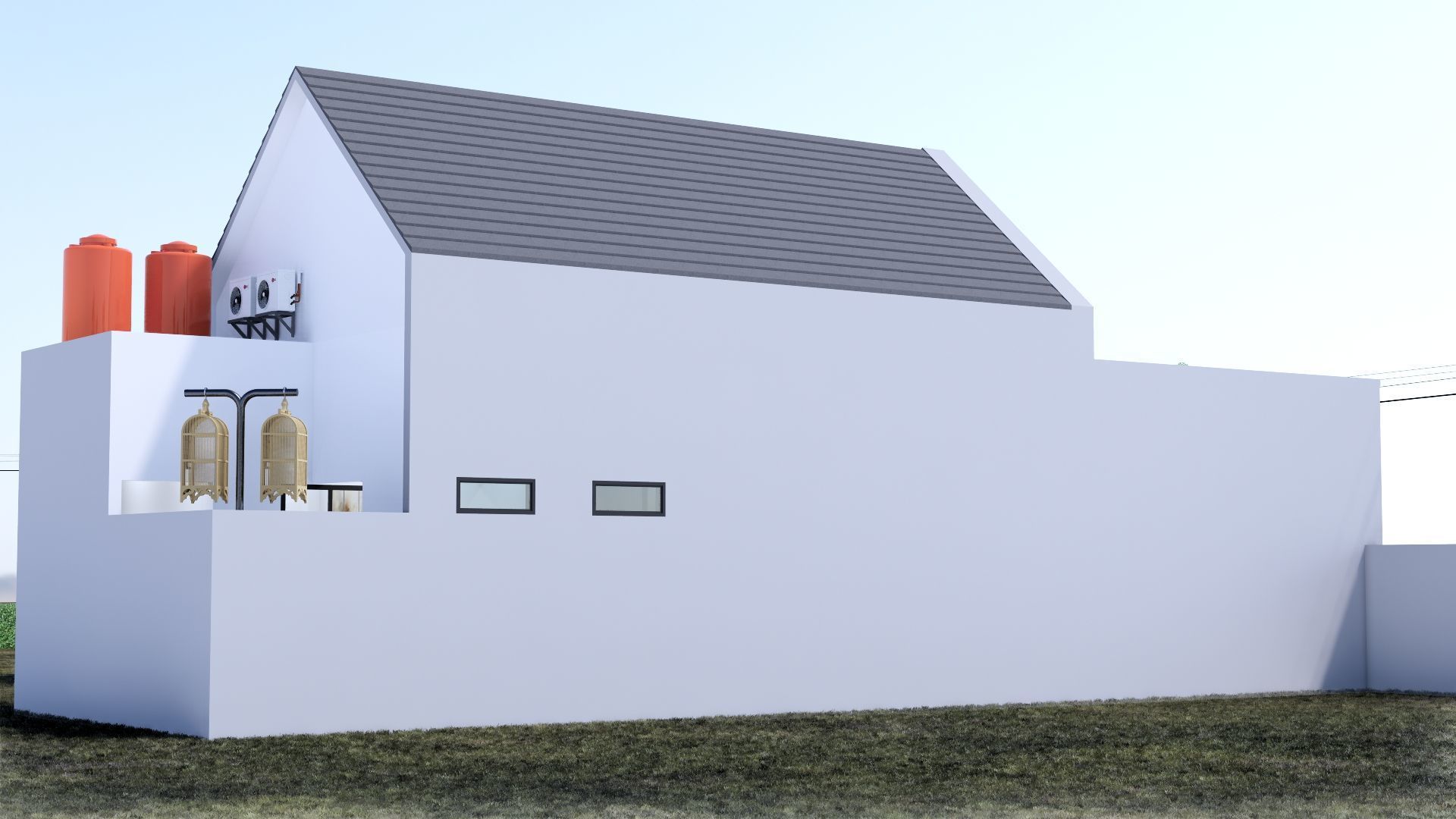 Architecture One Floor Modern House Full Interior Furniture 3D model_7