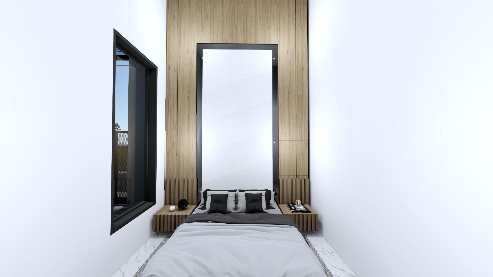 Architecture One Floor Modern House Full Interior Furniture 3D model_17