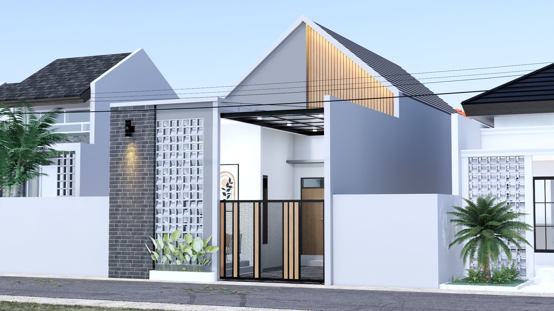 Architecture One Floor Modern House Full Interior Furniture 3D model_22