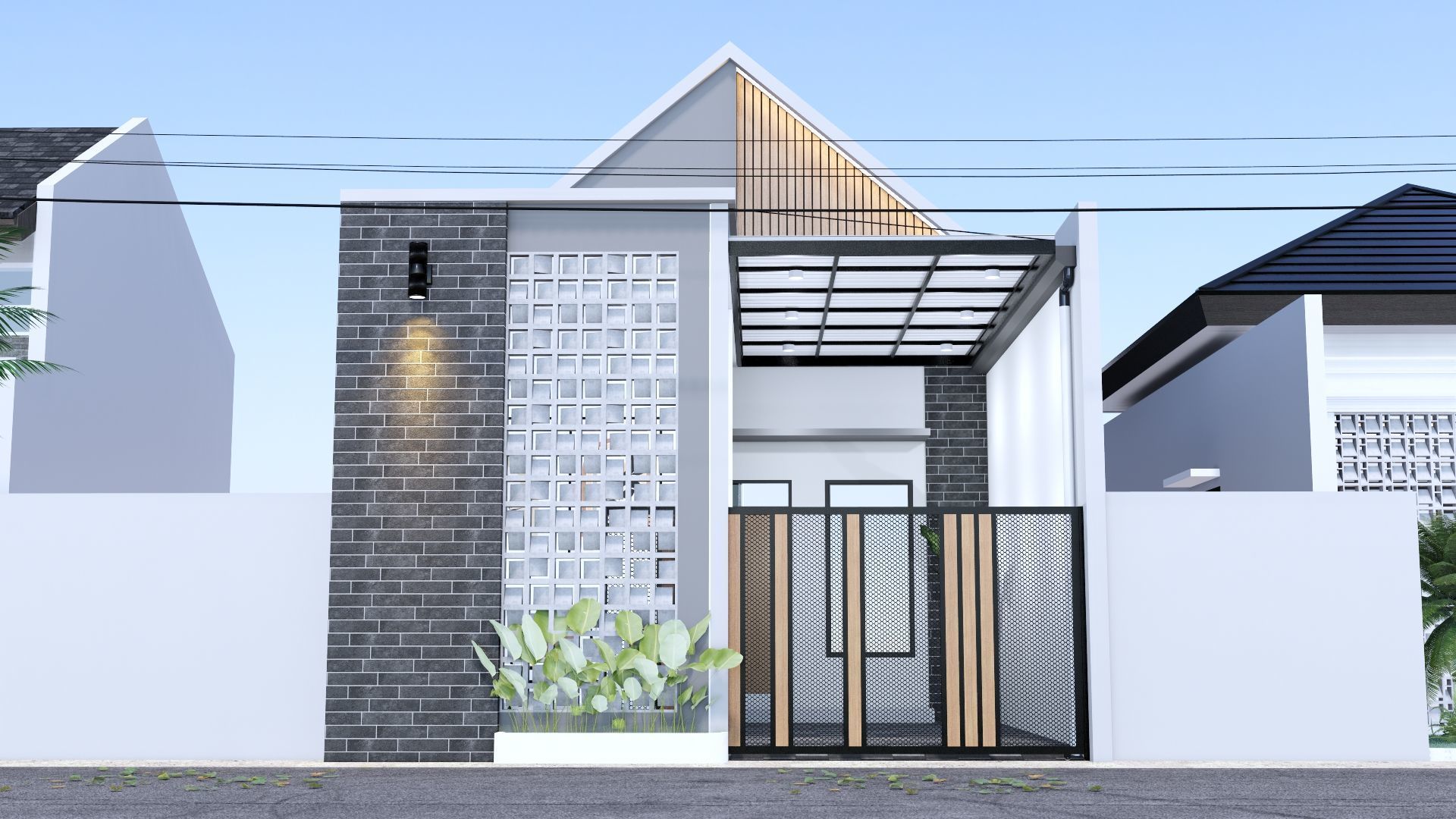 Architecture One Floor Modern House Full Interior Furniture 3D model_33