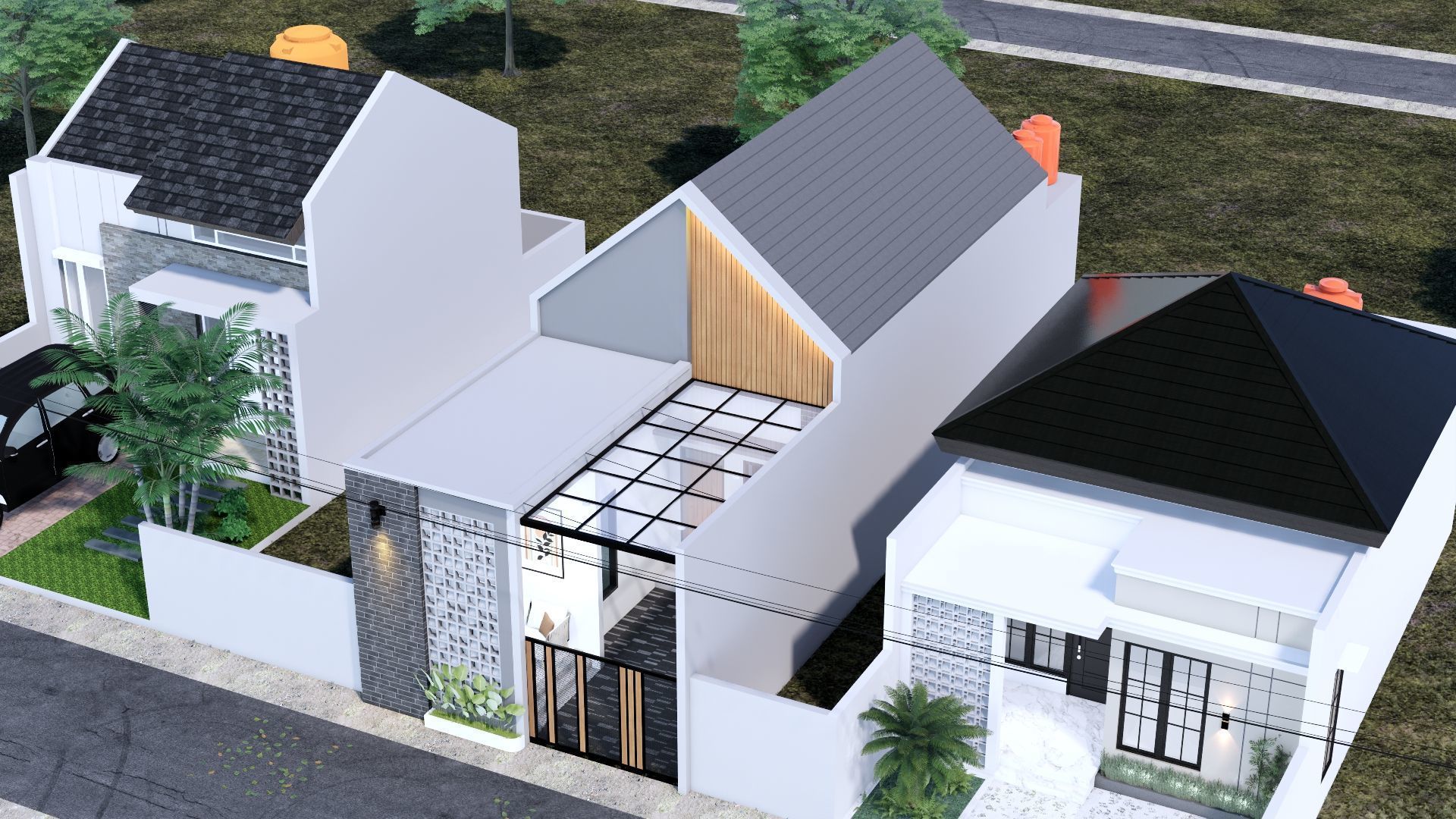 Architecture One Floor Modern House Full Interior Furniture 3D model_4