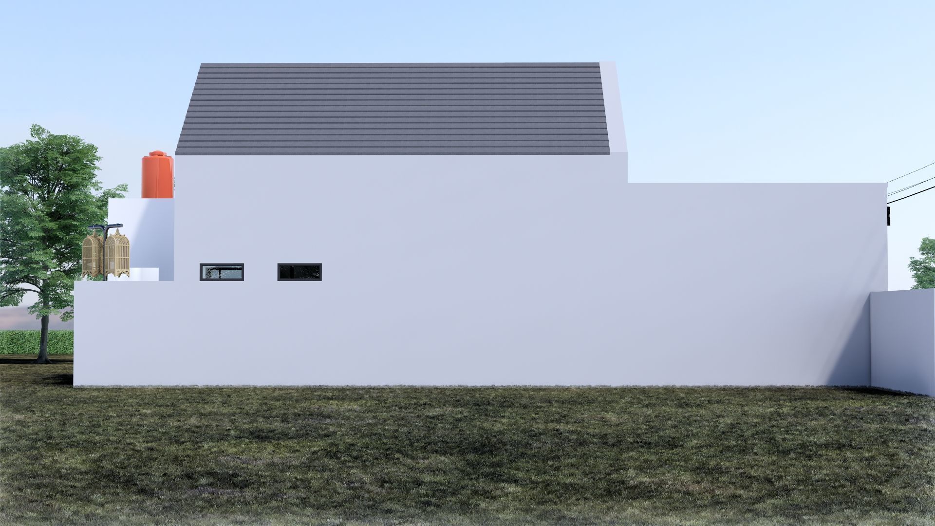 Architecture One Floor Modern House Full Interior Furniture 3D model_26