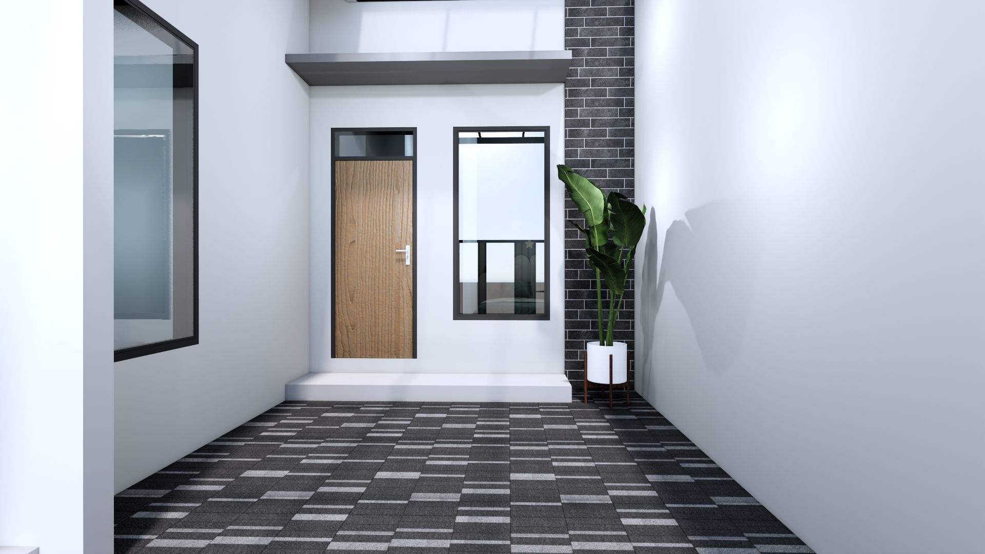 Architecture One Floor Modern House Full Interior Furniture 3D model_18