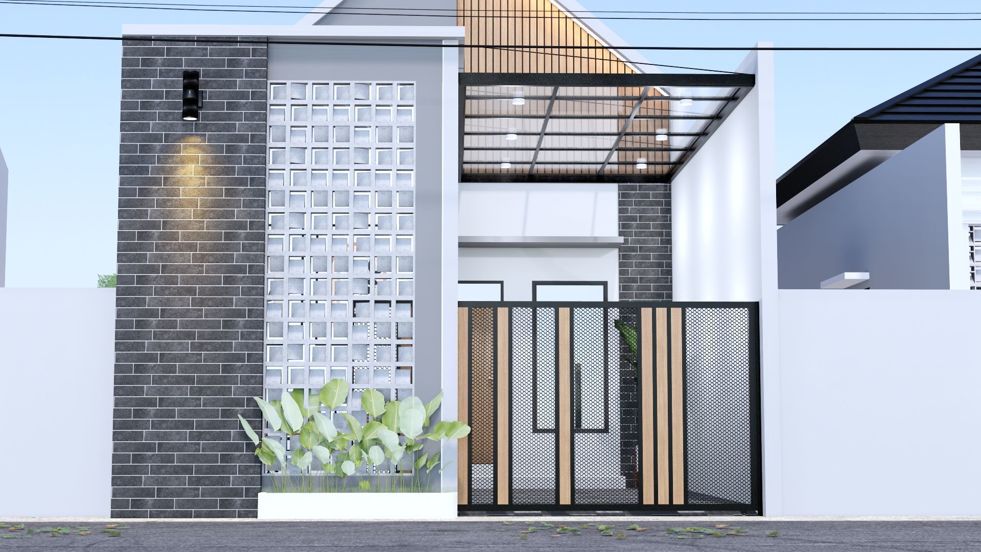 Architecture One Floor Modern House Full Interior Furniture 3D model_27