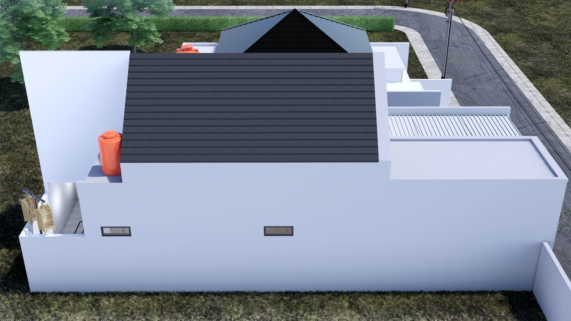 Architecture One Floor Modern House Full Interior Furniture 3D model_41