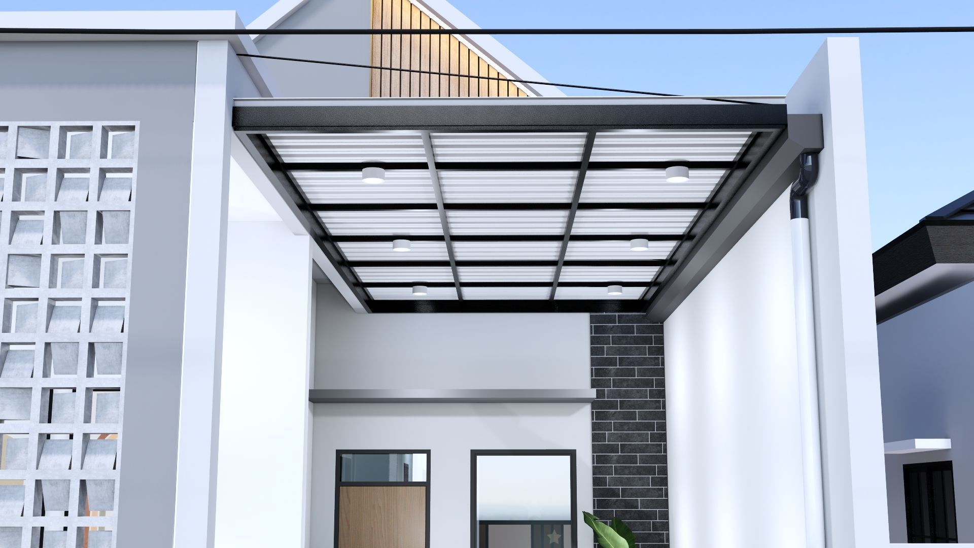 Architecture One Floor Modern House Full Interior Furniture 3D model_32